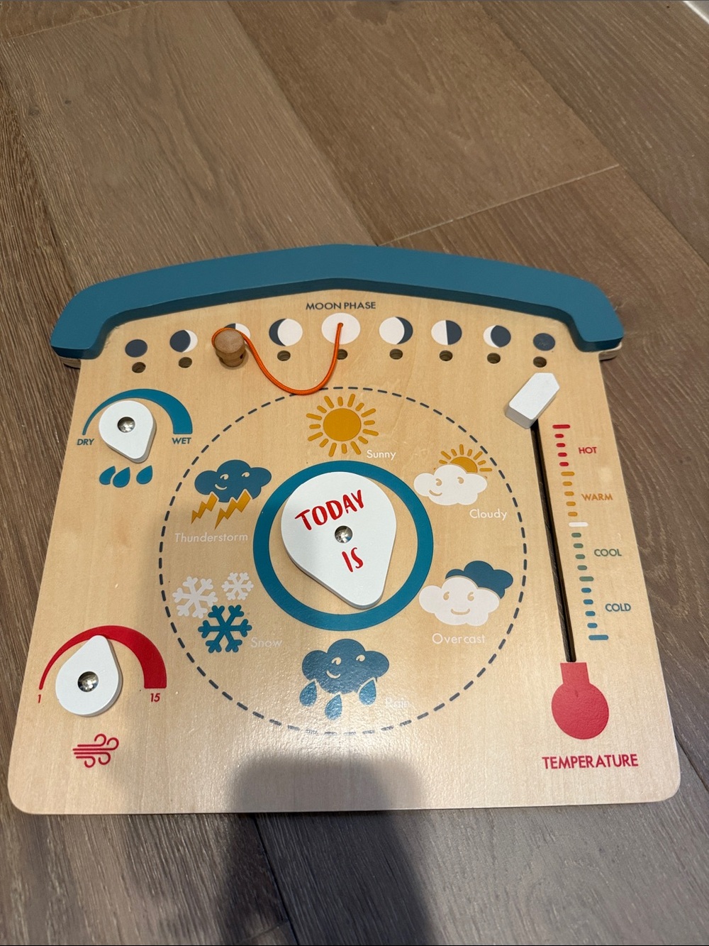 Pottery Barn Kids Wooden Weather Activity Board for Kids - Blue/Natural